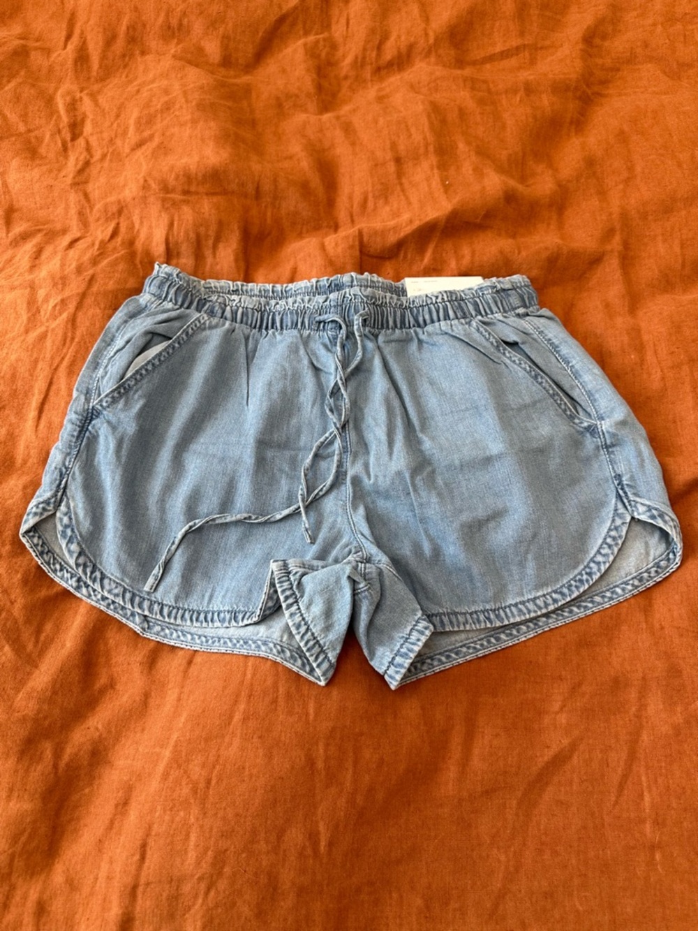 American Eagle Outfitters Light Blue Drawstring Denim Shorts